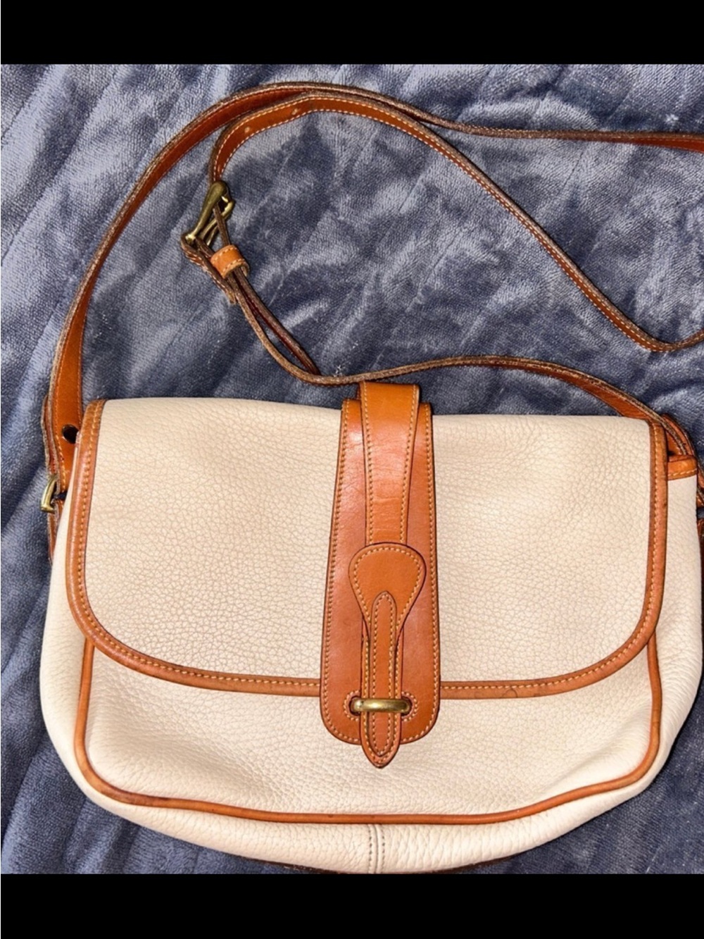 Dooney & Bourke Cream Crossbody with Tan Leather Trim